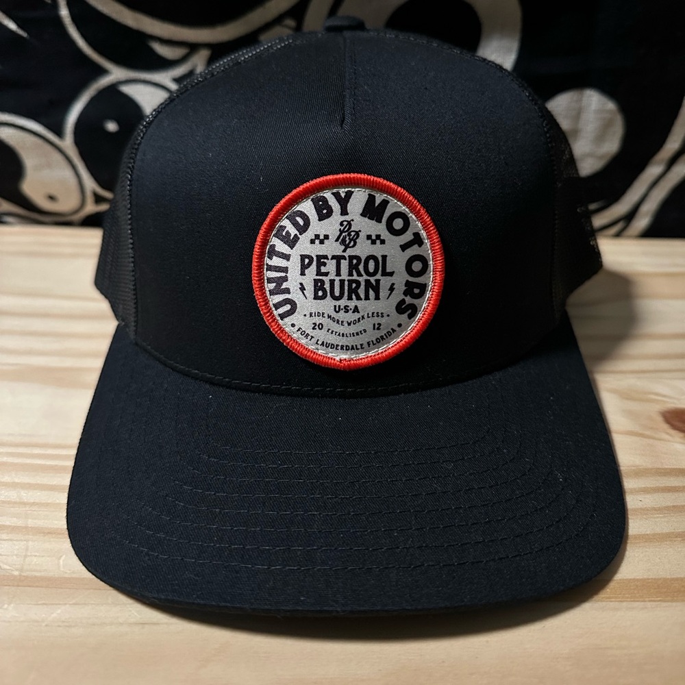 Petrol Burn Brand United By Motors Motorcycle Theme Snap Back Hat